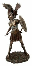 Athena Minerva With Wise Owl Statue Goddess Of Wisdom Sculpture 12&quot;H - £43.90 GBP