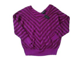 NWT Lane Bryant Maroon Pink Mitered Chevron Stripe Double V Sweater 18 / 20 - £6.97 GBP
