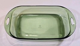 Vintage Anchor Hocking 3 Qt Green Glass 9x13 Baking Dish USA Casserole Pan - $27.98