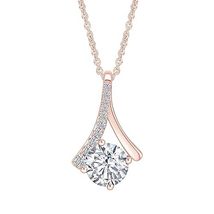 1 Carat Moissanite Diamond Teardrop Pendant Necklace for Women in 18K Gold Plate - £61.88 GBP