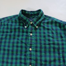 Saddlebred Button-Down Collar Men's Green & Blue Cotton Check Shirt Size S image 6