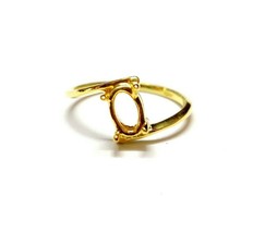 Gold Engagement Ring 5x7 mm Oval Gold Semi Mount Ring Gold Round Ring Setting - £136.96 GBP+