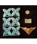 Vintage Floral &amp; Geometric Appliques~Turquoise Hues-Multi color - £2.98 GBP