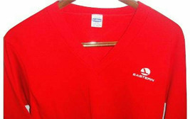 Vintage Eastern Airlines Red Healthknit V-Neck Long Sleeve Sweatshirt M 38-40 - £19.47 GBP