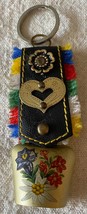 VTG Geneve Switzerland Souvenir Cow Bell on Leather Ribbon Hand Painted ... - $186.58 MXN