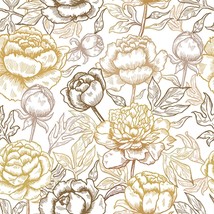 Peel And Stick Wallpaper White/Gold Floral Contact Paper Removable Self-... - £35.16 GBP