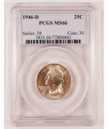 1946-D 25C Washington Quarter Graded by PCGS as MS-66 - €43,11 EUR
