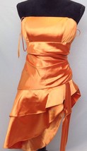 Cinderella Design Orange Satin Spaghetti Strap Asymmetrical Tango Dress ... - $50.03