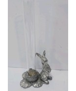 Vintage Pewter Bunny Rabbit Flower Bud Vase - $19.75