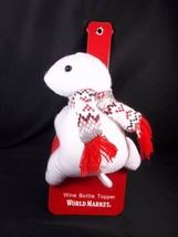Polar Bear with Scarf Plush bottle hugger topper World Market Christmas NEW - $7.80
