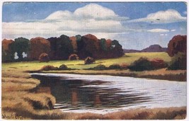 Postcard Art Mailick Stream &amp; Field Autumn Trees - £2.36 GBP