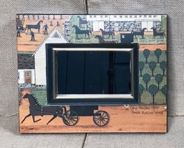 Vintage Carol Hamilton Offet Art Wood Mirror Amish Country Rustic Farm Core - $49.50