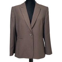 Tahari ASL Brown Textured One Button Blazer Jacket Size 14 Petite Office Career - £42.45 GBP