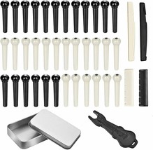 Acoustic Guitar Bridge Pins Ivory Black 36-Pack Bridge Pin Puller Remove... - $16.82