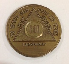 Alcoholics Anonymous 3 Year Medallion Coin Medal Token Aa To Thine Own Self Be - £8.03 GBP