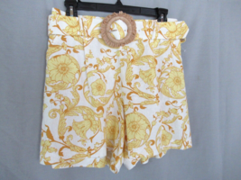 Maison d&#39;Amelie Paris shorts linen blend  Size 6 yellow white belt pleated  New - £23.46 GBP