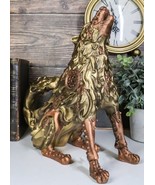 Steampunk Armor Geared Golden Robotic Alpha Wolf Howling At The Moon Statue - $45.09 CAD