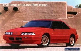 1990 Pontiac Grand Prix Turbo Coupe Color Post Card - Nos Factory Original!! - $7.55