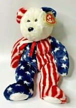 1999 Ty Beanie Buddy &quot;Spangle&quot; Retired Patriotic American Bear BB2 - $79.99