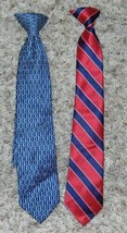 Boys Ties Clip On Set of 2 Dockers Red &amp; Blue Silk &amp; Polyester 14&quot; Long LNC - $6.93