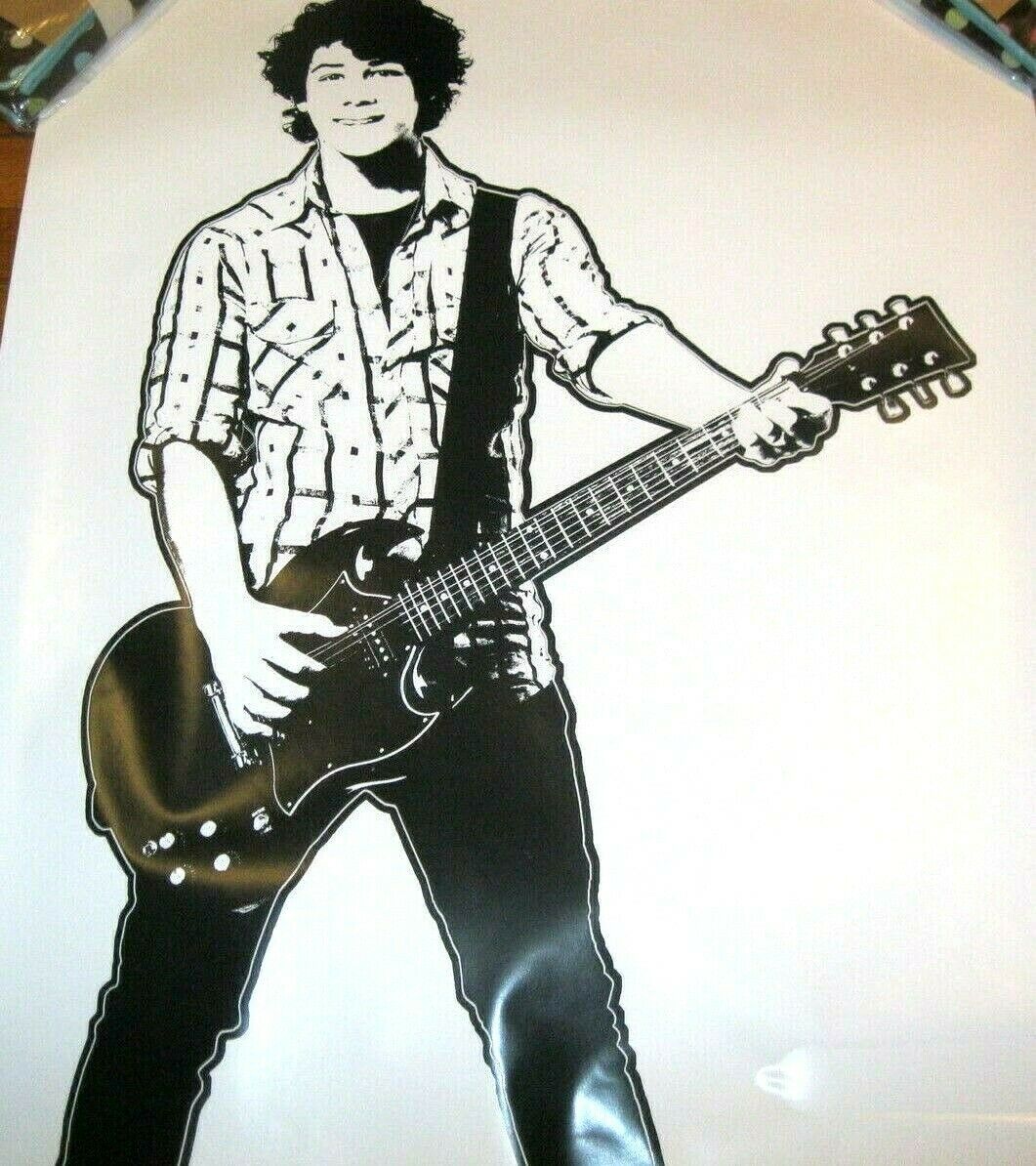 Pottery Barn Teen Nick Jonas w/ Guitar Camp Rock  Wall Decal Mural  21 w x 37 H - £20.95 GBP