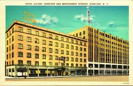 Hotel Hilton Harrison &amp; Montgomery Street Syracuse New York NY Linen Postcard  - £3.07 GBP