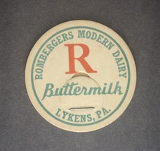 Vintage (Rombergers Modern Dairy) Milk Cap, Lykens, PA. - £3.97 GBP