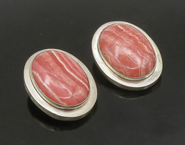 CELIA SEBIRI 925 Silver - Vintage Rhodochrosite Heavy Clip On Earrings - EG11429 - £131.20 GBP