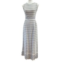Vintage Maxi Dress Women&#39;s Sleeveless banded waist high slit polka dots ... - £23.35 GBP