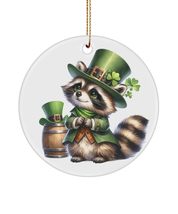 Raccoon Leprechaun Ornament for St. Patrick&#39;s Day, Trash Panda Decor, Raccoon Gi - £16.79 GBP
