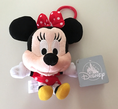 Disney Parks Minnie Mouse Big Head Plush Purse Hanger Keychain Key Chain NEW