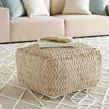 Netcong Tan Jute Pouf With Cotton Blend For Home Decor - €164,25 EUR