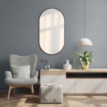 Glacier Bay 18&quot;x30&quot; Oval Black Framed Vanity Mirror Bathroom – Brand New - $737.95 MXN