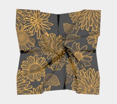 50 Inch Square Scarf Head Wrap or Tie | Black| Sun Flowers Design| Silky... - £55.30 GBP