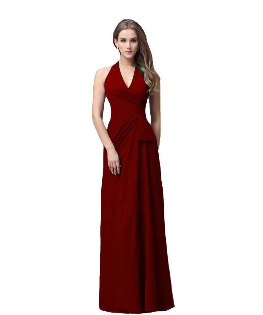 Kivary Women's V Neck Elegant Evening Dresses Burgundy US 20W