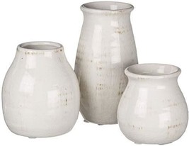 Distressed White Sullivans Ceramic Vase Set- 3 Petite Vases,, And Entryway. - £24.33 GBP