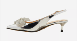 Donna Priscilla Strass Fiocco Slingback Tacchi Gattini - A New Day Argento - $11.00