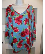 The Pioneer Women Blue W/Red Vintage Rose Print Shirt Size XXXL Women's - €15,34 EUR