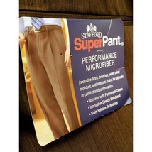 NWT $60 Men 38X32 Brown Stafford Super Pant Classic Fit Dress Pants Micr... - $29.69