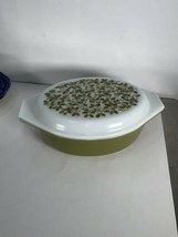 Pyrex Avocado Verde Olive Green #045 2-1/2 Qt. Casserole Dish w/Olive Tree Lid - £15.65 GBP