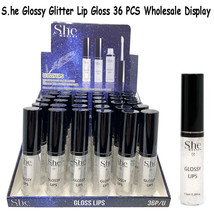 She Glossy Lips Clear Glitter Lip Gloss 36 PCS Wholesale Display Set - $21.73