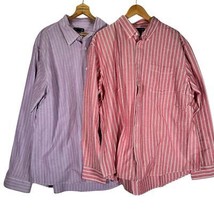 Land End Mens XL (17-17 1/2) Striped Dress Shirts  - Lot of 2 100% Cotton - $32.99