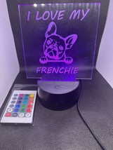 Love French Bulldog Etched Acrylic Desk Light,7 Color LED Lamp Base with remote - £27.40 GBP