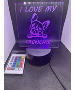 Love French Bulldog Etched Acrylic Desk Light,7 Color LED Lamp Base with... - £27.09 GBP