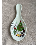 MERRY CHRISTMAS Tree Minnie &amp; Mickey Mouse Holiday Ceramic Spoon Rest New - £15.63 GBP