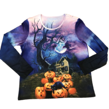 Gloria Vanderbilt Halloween Top Blouse L Spooky Fall Long Sleeve Tee T Shirt - £13.09 GBP