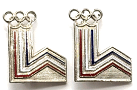 1980 Lake Placid Winter Olympics Logo Pins Lot 2 Silver Tone Red White B... - $16.99