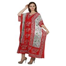 Womens Kaftan Nighty Polyester Elephant Caftan Maxi Night Dress Gown Red Color - £13.43 GBP
