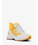 New Michael Kors Women&#39;s Katrina Mixed-Media Wedge Trainer Daisy Yellow 7M - $230.17 CAD