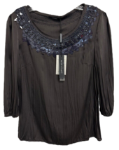 Elie Tahari Women&#39;s Lisette Blouse 3/4 Sleeve Silk Size XS Brown - £31.06 GBP